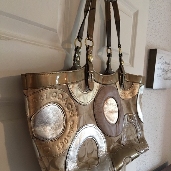 Coach Handbags - Coach Gold Circle Purse.